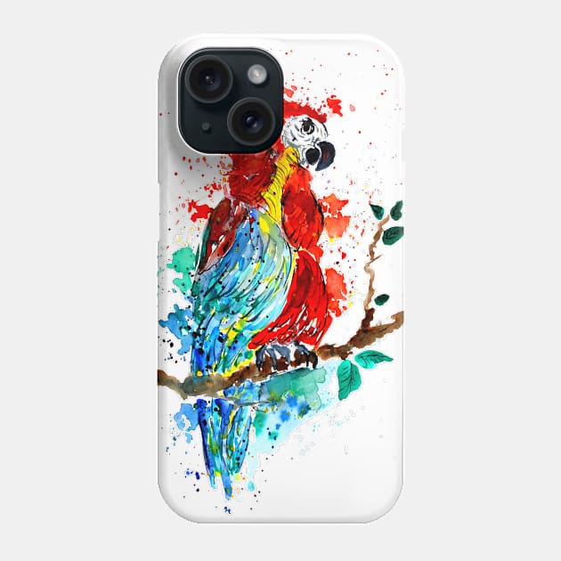 Ara Macaw Watercolor Parrot Phone Case by ZeichenbloQ