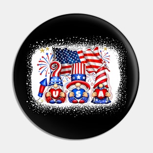 4th Of July Patriotic Gnomes Sunglasses American Fireworks Pin