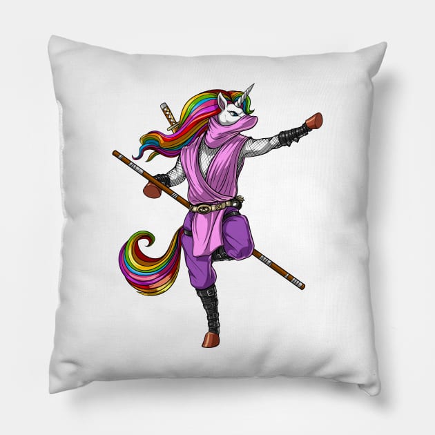 Unicorn Ninja Samurai Pillow by underheaven