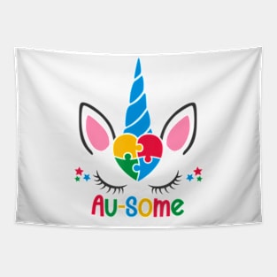 Autism Awareness Unicorn Heart Puzzle Piece For Princess Tapestry