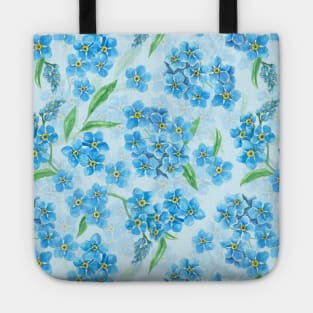 Forget me not watercolor flowers on light blue Tote