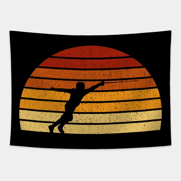 Vintage Sunset Fencing Gift For Fencers Tapestry by OceanRadar