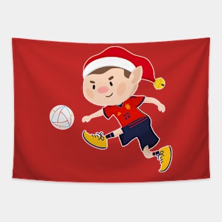 Spain football Christmas elf. Football World Cup soccer T-Shirt Tapestry