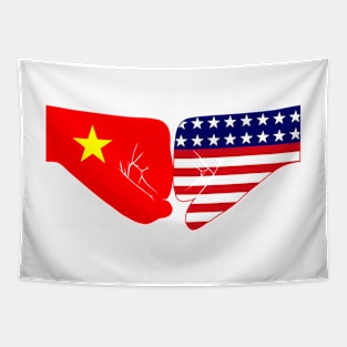 Vietnam & USA Fist Bump Patriot Flag Series Tapestry