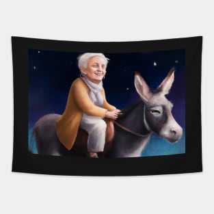 In Memory of my Mom Riding her Donkey Tapestry