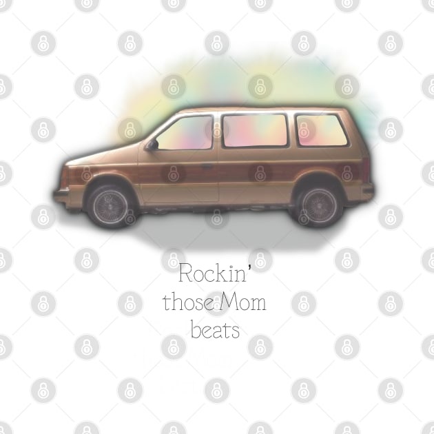 Rockin’ Those Mom Beats, Fun Retro Mini-van Graphic by cherdoodles