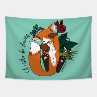 I'd rather be sleeping - cute fox napping Tapestry