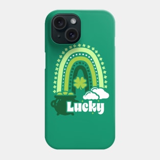 Vintage Lucky Clover Boho Rainbow Leading To A St Patrick's Leprechaun Pot Of Gold Phone Case