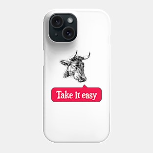 Cow says take it easy RED Phone Case