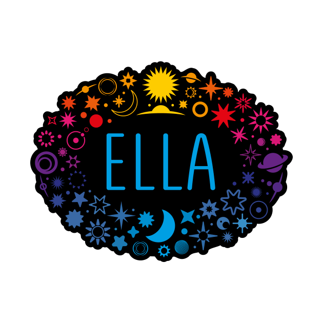 Ella name surrounded by space by WildMeART