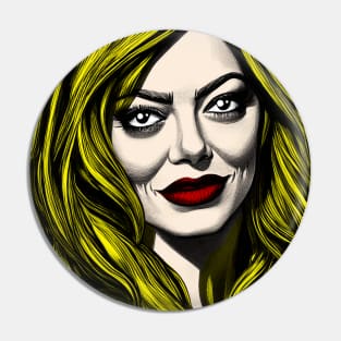 Emma Stone Cartoon Pin