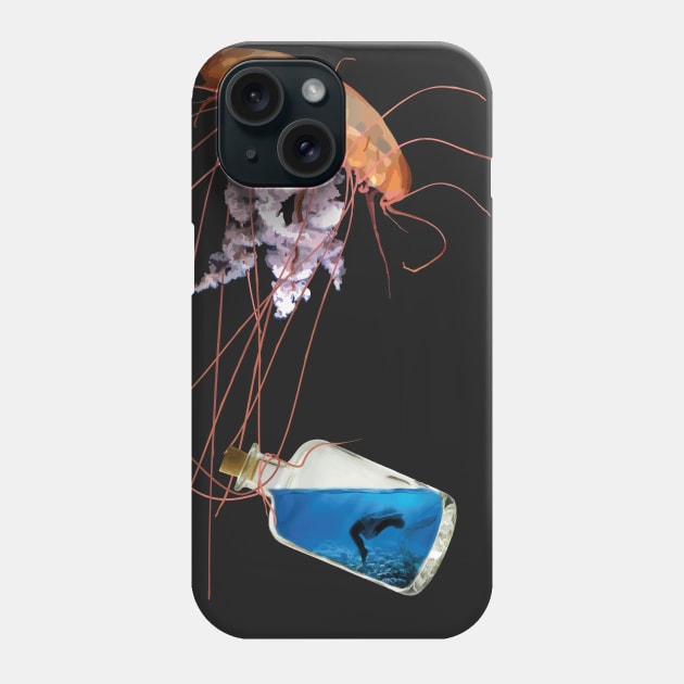 Mystical Jellyfish - Woman in a Bottle Phone Case by boobear_studio