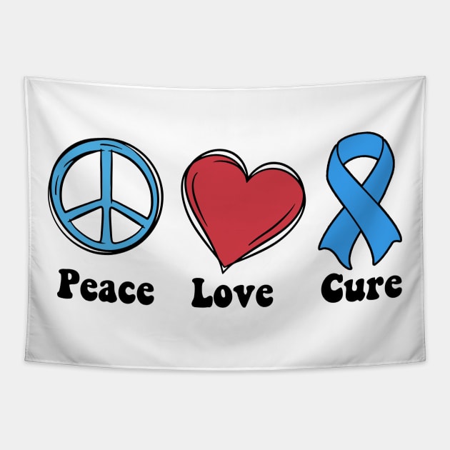 Peace Love Cure Type One Diabetes awareness T1D Tapestry by David Brown