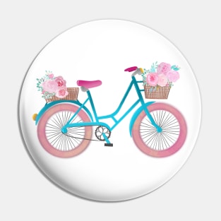 Spring bicycle with flowers Pin