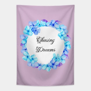 Chasing Dreams Watercolor Floral Wreath Tapestry