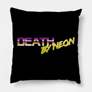 Death By Neon Logo Design - Official Product Color 4 - cinematic synthwave / horror / berlin school / retrowave / dreamwave t-shirt Pillow