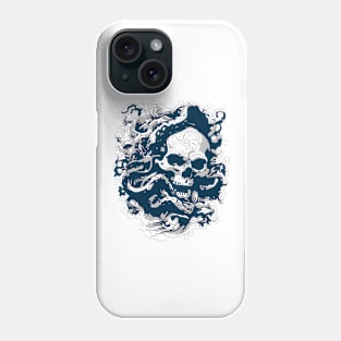 artistic skull with octopus Phone Case