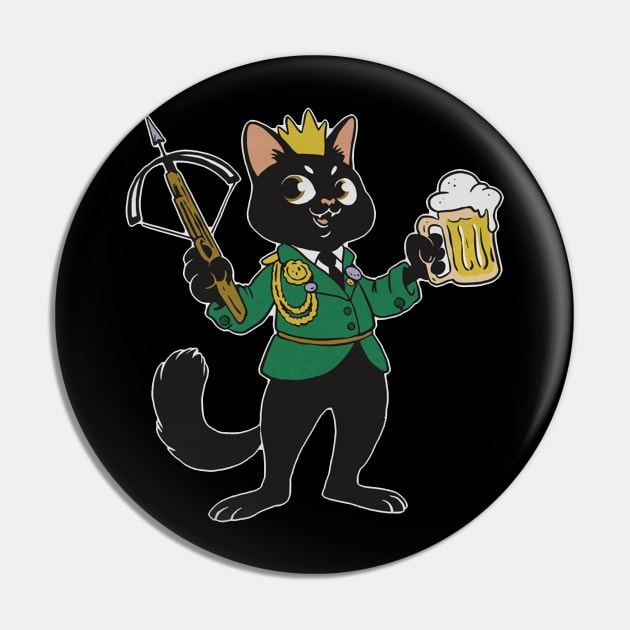 Black cat with crossbow and beer Pin by Picasso_design1995