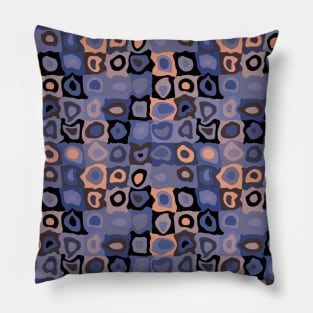 Parisian Nights  - Retro Geometric Wobbly Square Grid Pattern Pillow