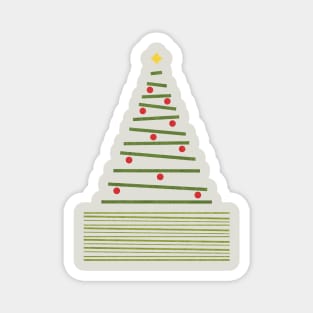 Minimalist Christmas Tree Green Red Light Grey Magnet