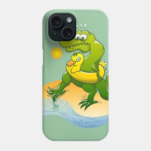 Timorous Tyrannosaurus Rex dipping a toe in water Phone Case