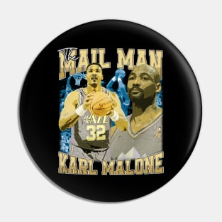 Karl Malone The Mail Man Basketball Legend Signature Vintage Retro 80s 90s Bootleg Rap Style Pin