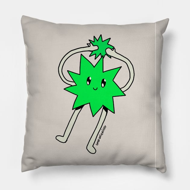 Silly Little Guy | Green Version Pillow by ghostieking