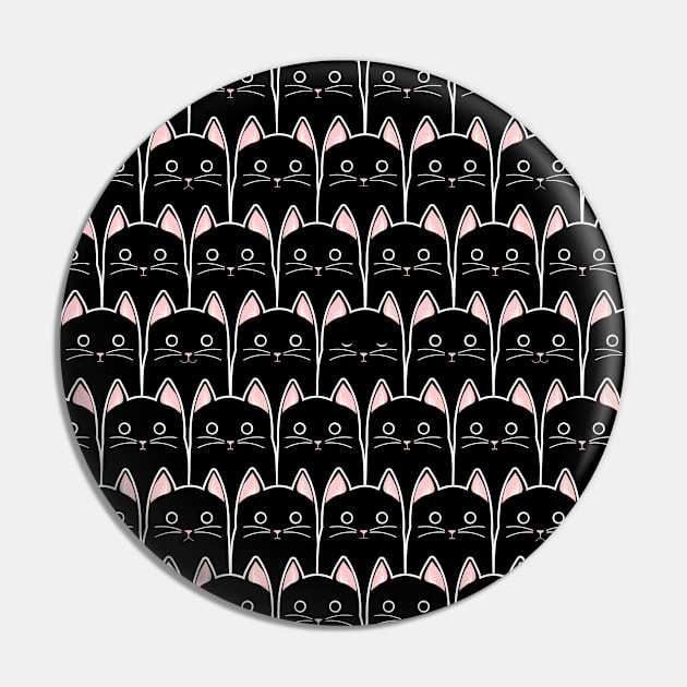 Many Black Cats Pattern Pin by tanyadraws