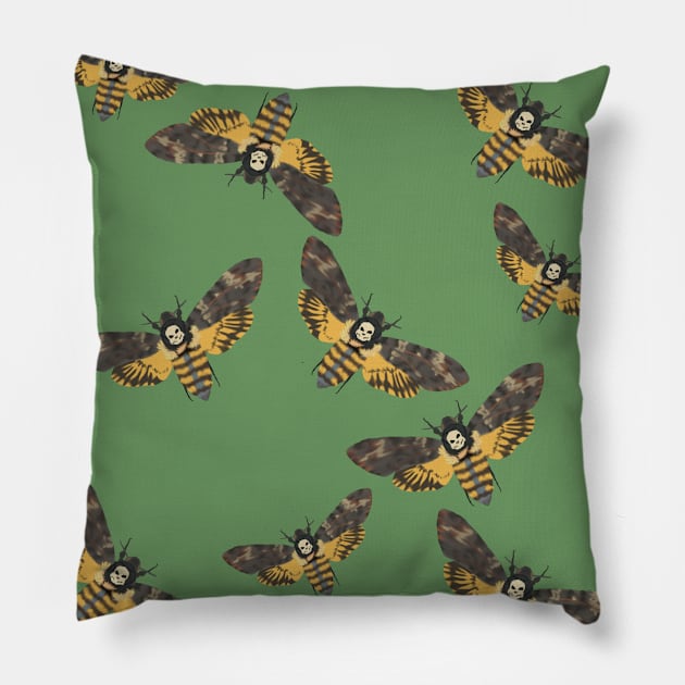 Death's Head Moths Sage Pillow by TrapperWeasel