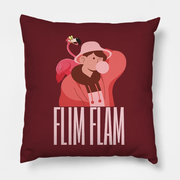 Flim Flam- Flamingo Pillow by Eva Wolf