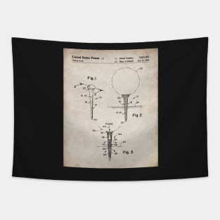 Golf Tee Patent - Golfing Fan Golfer Gift Art - Antique Tapestry