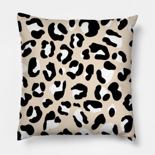 Black, White and Cream and Leopard Print Pillow