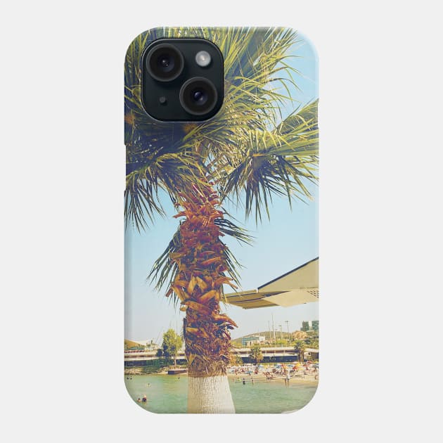 Pretty picture of a Palm Tree. Pretty Palm Trees Photography design with blue sky Phone Case by BoogieCreates