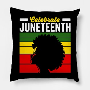 Celebrate Juneteenth Afro Woman Retro Juneteenth Pillow