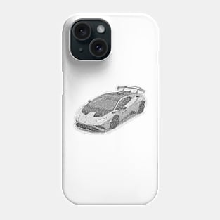 Lamborghini Huracan Sto - Grayscale version typographic art 2 Phone Case