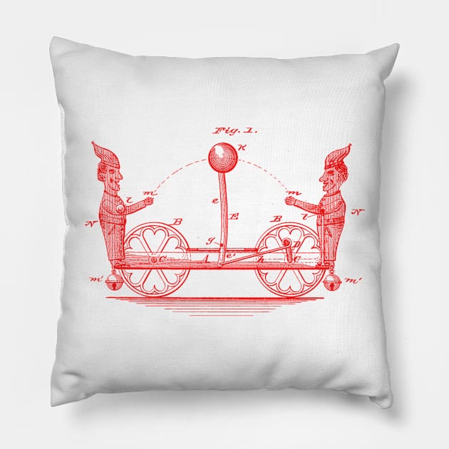 Ball Tossing Mechanical Wheeled Toy Patent Illustration Pillow by terrybain