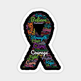 Cancer Awareness Ribbon With Positive Support Words Magnet