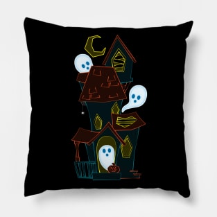 A Spooky Ghost House Pillow