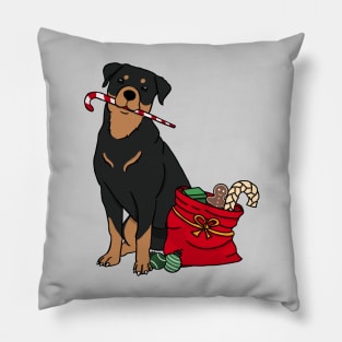 Christmas Rottweiler Pillow