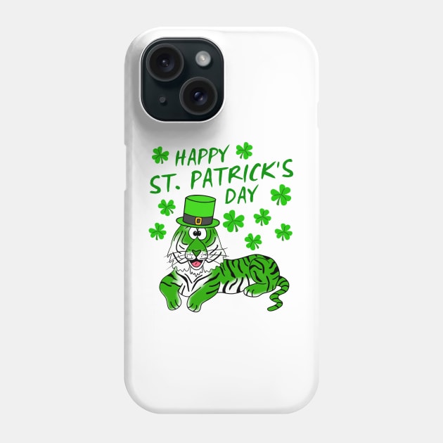 Happy St. Patrick’s Day 2022 Tiger Animal Lover Phone Case by doodlerob