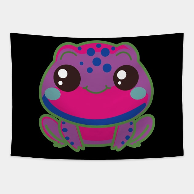 Bi Pride Frog | Cute Design with Bisexual Flag Colors Tapestry by pawsitronic