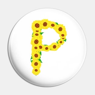 Sunflowers Initial Letter P (White Background) Pin