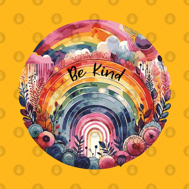 Be Kind Rainbow Watercolor by Heartsake