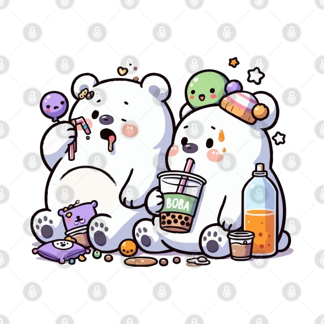 two polar bears drunk on boba by fikriamrullah