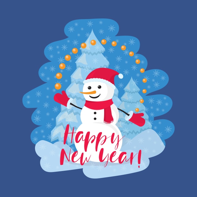 New Year Snowman by Bear Tees