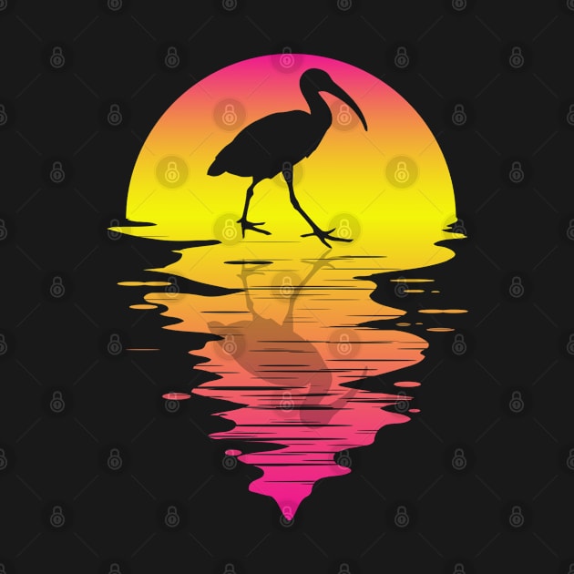 Ibis Bird Retro Sunset Color by Barking Boutique