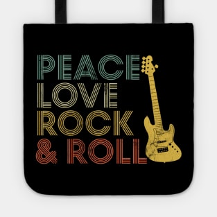 Peace Love Rock and Roll Vintage 70s Retro Music Tote