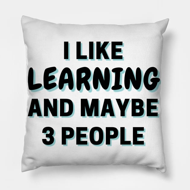 I Like Learning And Maybe 3 People Pillow by Word Minimalism