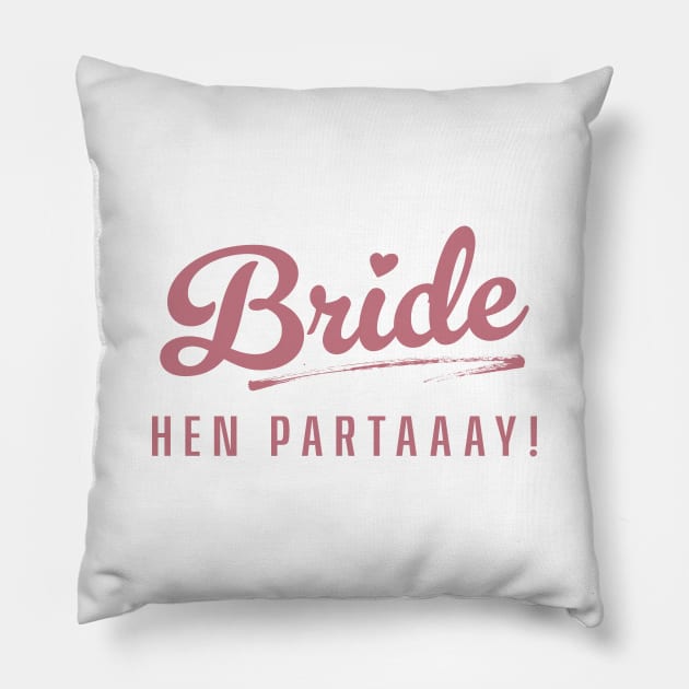 BRIDE HEN PARTAAAY! Hen Night Bachelorette Party - 70's themed Pillow by TheActionPixel