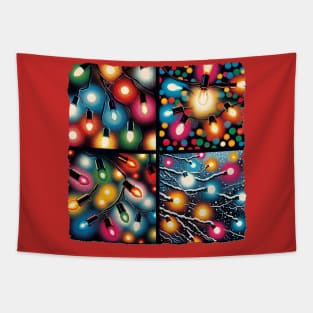 Luminous Lines: Pop Art's Twinkling Tapestry - Christmas Lights Tapestry